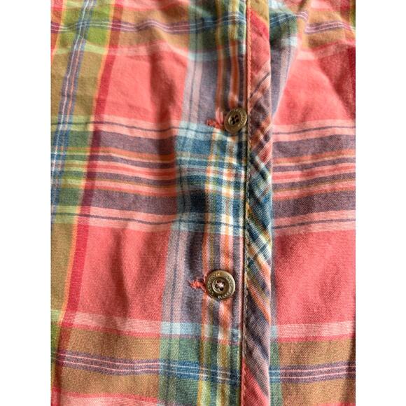 VTG Liz Claiborne Plaid Pink Blue Cotton Shift Sleeveless Jumper Sun Dress Sz 10 - Picture 9 of 10